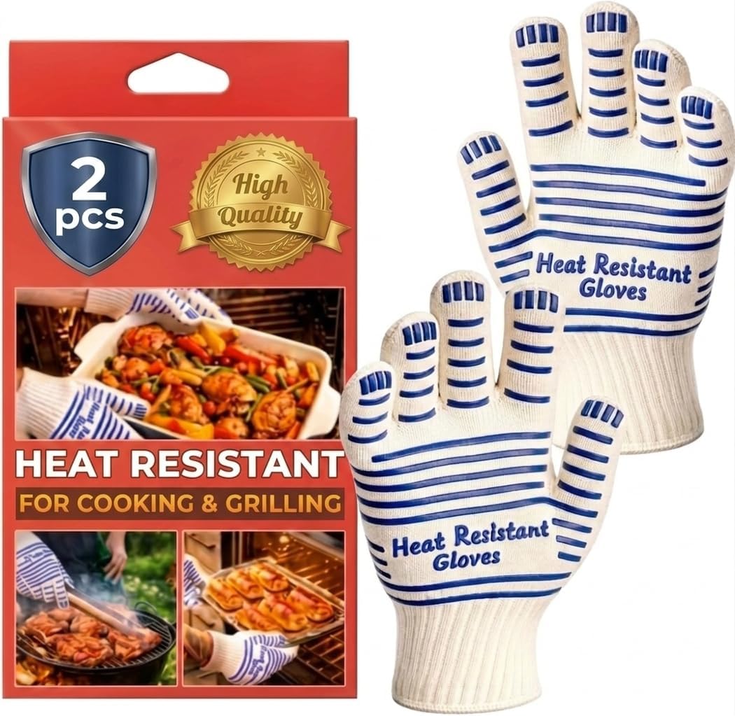 Amazon.com : 2 Pack Heat Resistant Gloves for Cooking, Summer Backyard ...