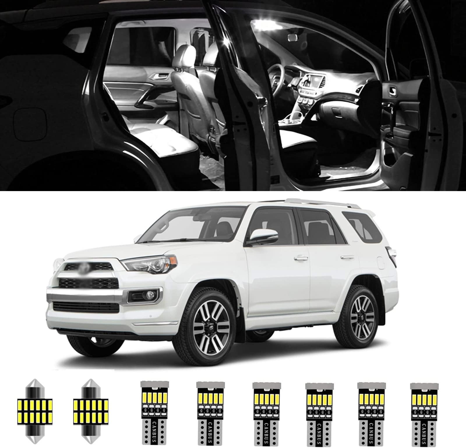 AWALITED 16pcs 4RUNNER Interior LED Lights Kit Super Bright LED Map Dome Light Bulbs for 2010-2019 2020 2021 2022 2023 Toyota 4Runner all models
