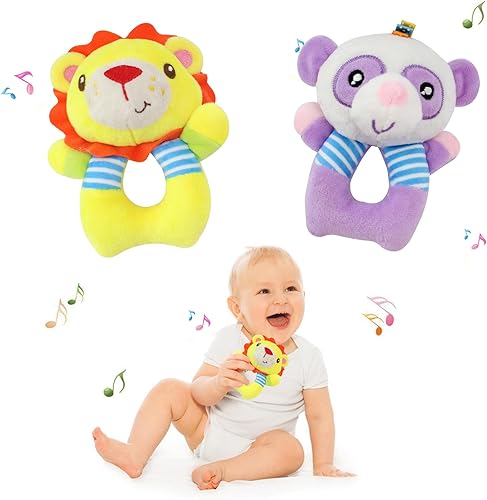 BLOOBLOOMAX Sonajeros de calcetín para bebés 0-24 meses, juguetes educativos de animales para pies de bebé