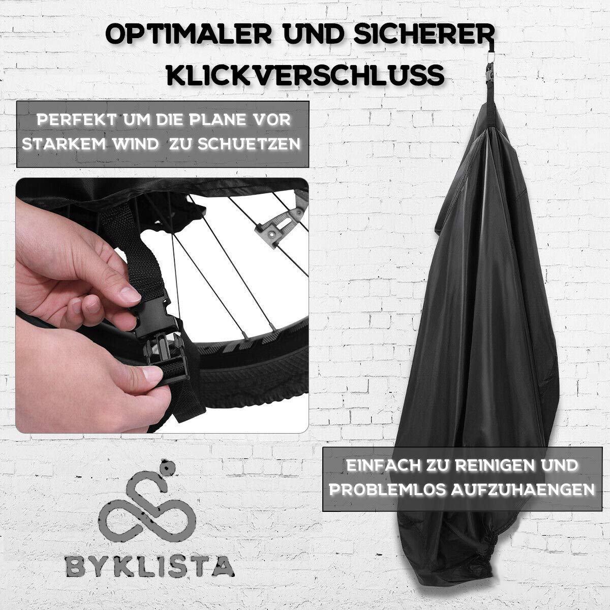 BYKLISTA Fahrradabdeckung wasserdicht aus Oxford-Gewebe | Reißfestes Material, Passt auch für E-Bikes, Extra verschweißte Innennähte, Hoher UV-Schutz, Fahrradgarage
