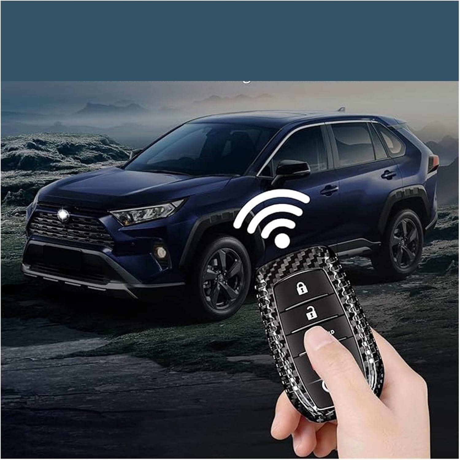 Key Cover Compatible With Toyota Venza Carbon Fiber Key Case TOYOTA RAV4 Prime Land Cruiser Fortuner Mirai Collora Cross 2024 Car Key