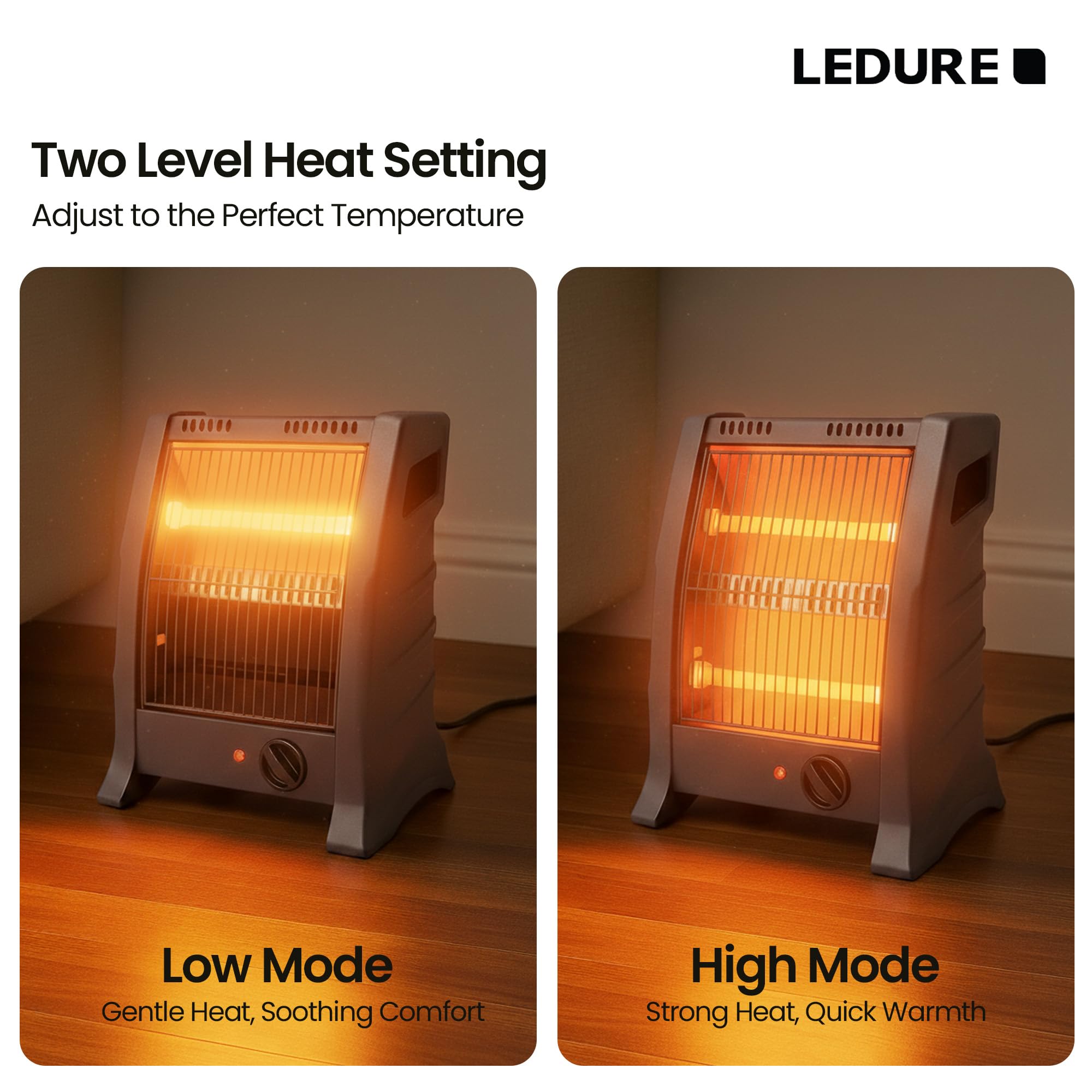 LEDURE Room Heater- 800W | Compact & Powerful Space Heater | Energy Efficient, Low Noise & Durable Design for Bedroom, Living Room, and Office | 1 Year Warranty 3