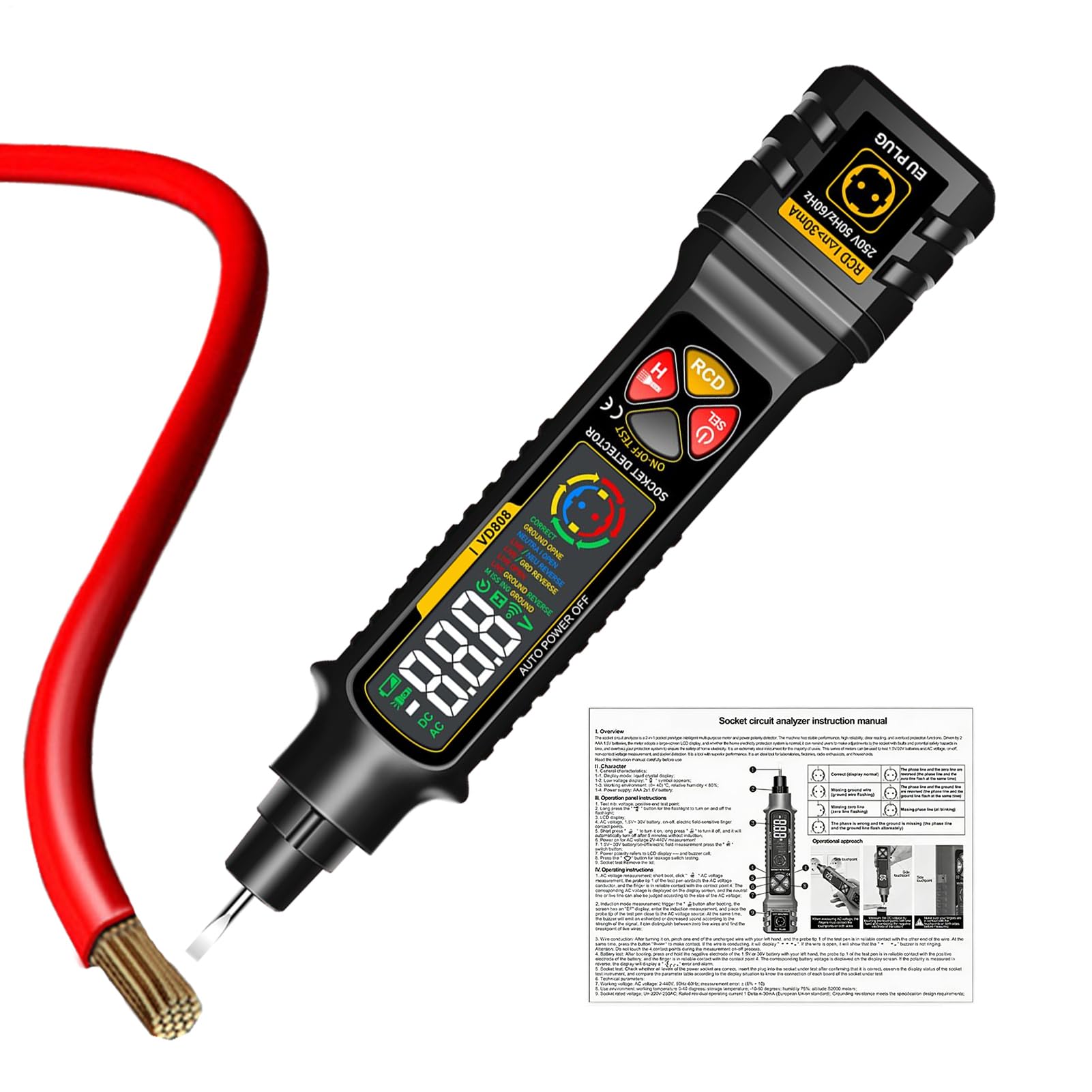 Circuit Breaker Finder | Smart Outlet Checker with LED Display & Light | 2-300V Ac Circuit Breaker Finder - for Automotive Car Rv Camper Trailer Home Electric Power