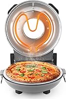 Vista 7 de KLAIF 12" Electric Countertop Pizza Oven Indoor With Ceramic Stone, Dual Adjustable Temperature Controls, Includes 4 Pizza Tools, LMR-Gray