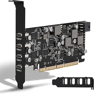USB PCIe Card Power Delivery 4 USB Type-C Ports, PCIe USB3.1(USB 3.2 Gen 2) with 10 Gbps Motherboard Card for PC Desktop, Support WindowsXP/7/8/10 and MAC OS
