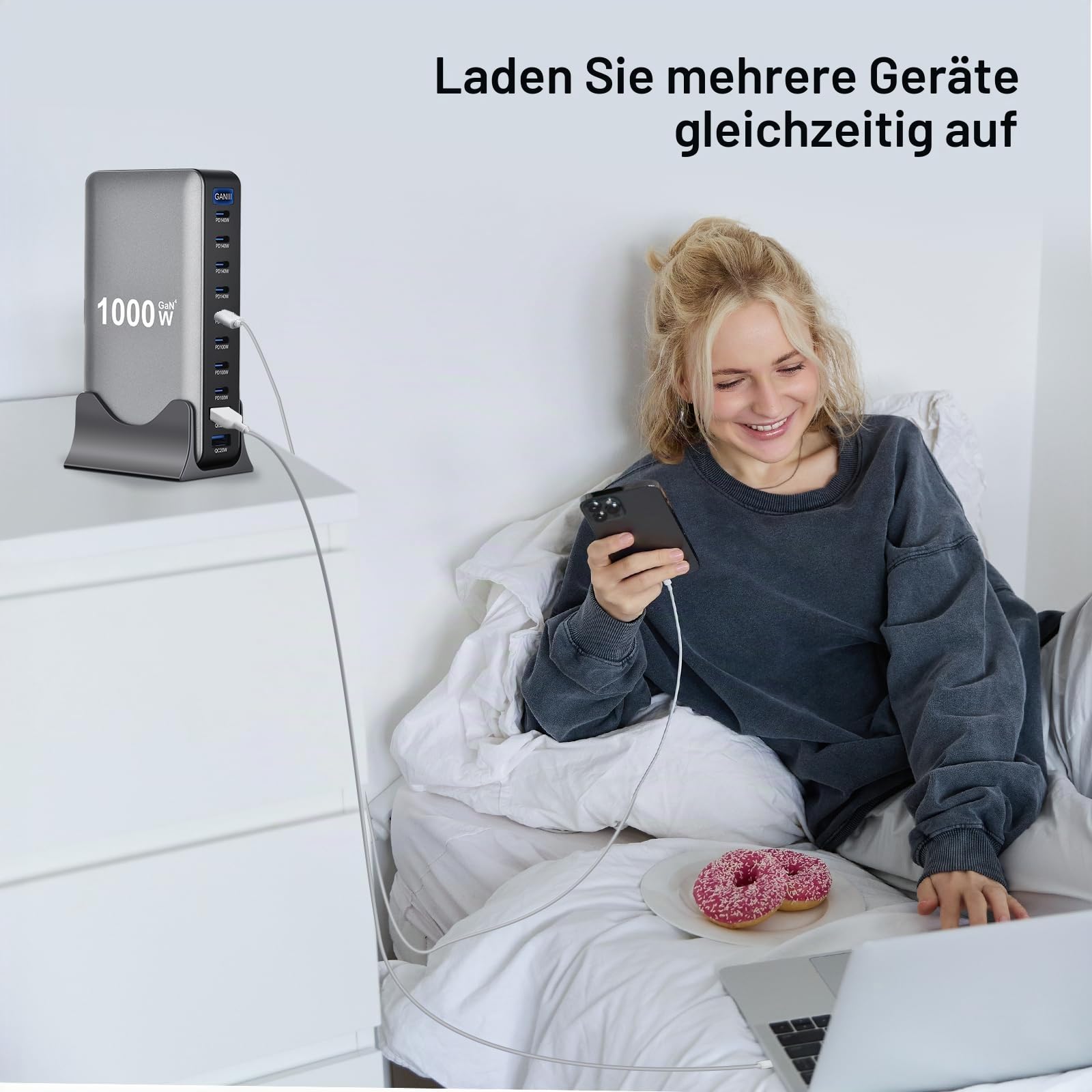 1000W USB C Ladegerät Mehrfach, 10 Ports USB C Netzteil Schnellladegerät, Ladegerät 100w, Laptop Ladegerät Ladestation für MacBook Pro/Air, i Pad, iPhone, Galaxy