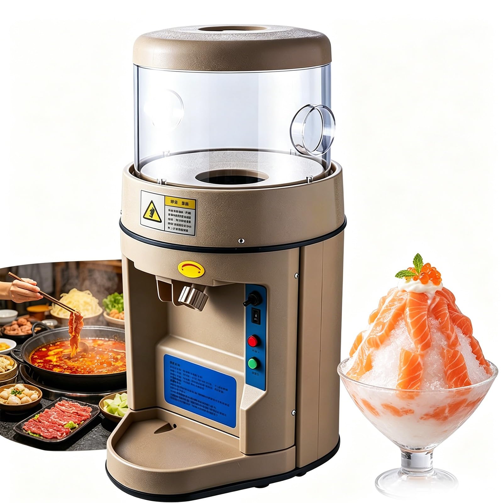 KJZQXYX 440W Commercial Ice Shaver,Professional Shaved Ice Maker,480kg Per Hour Output, Adjustable Ice Texture,for Milk Tea Shop, Bar, Party