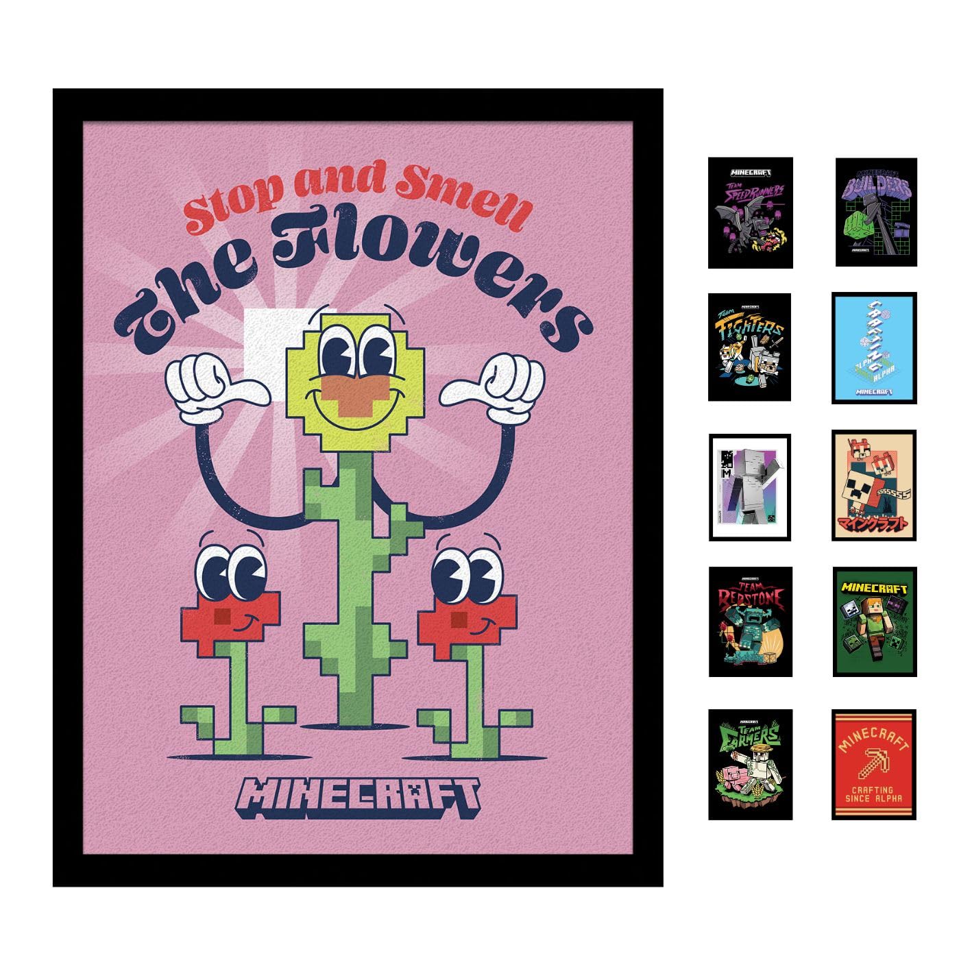 Pyramid International Minecraft (The Flowers) Collector Print (Framed) 30cm x 40cm - A Stunning Artwork to Enhance Your Collection or Living Space, One Size
