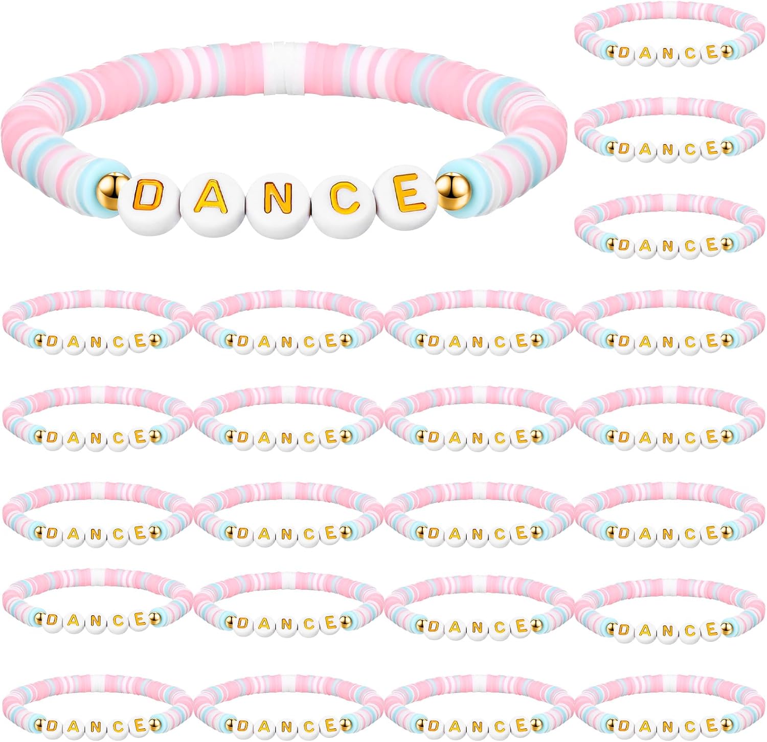Blosssound 24 Pack Polymer Clay Beaded Dance Bracelet Bulk