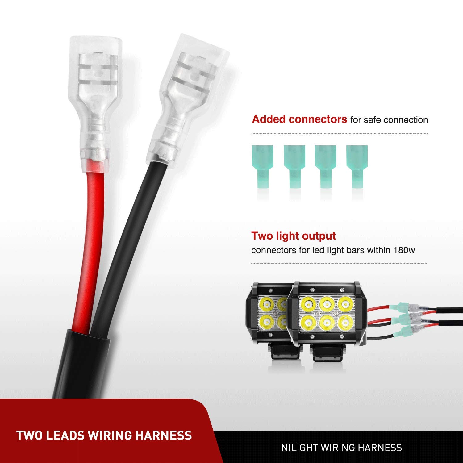 Nilight 2Pcs 18w Spot LED Work Lights LED Pods Fog Lights Off Road Led Lights Driving Lights with16AWG — view 4