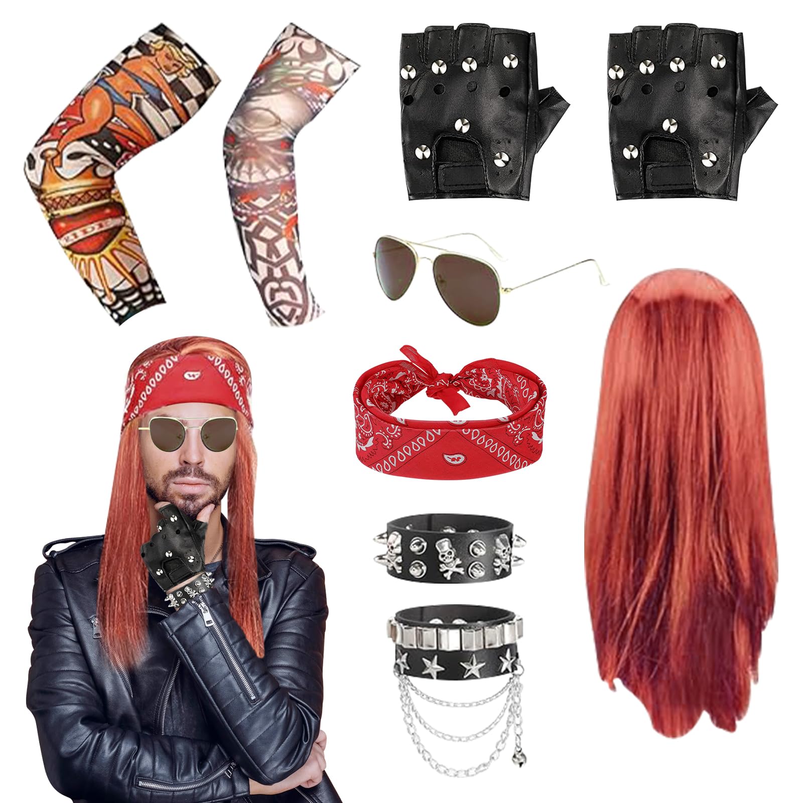 Costume Da Rockstar Per Bambini - Set Completo Punk Anni '70 Con Parrucca, Guanti E Accessori - Foto 6