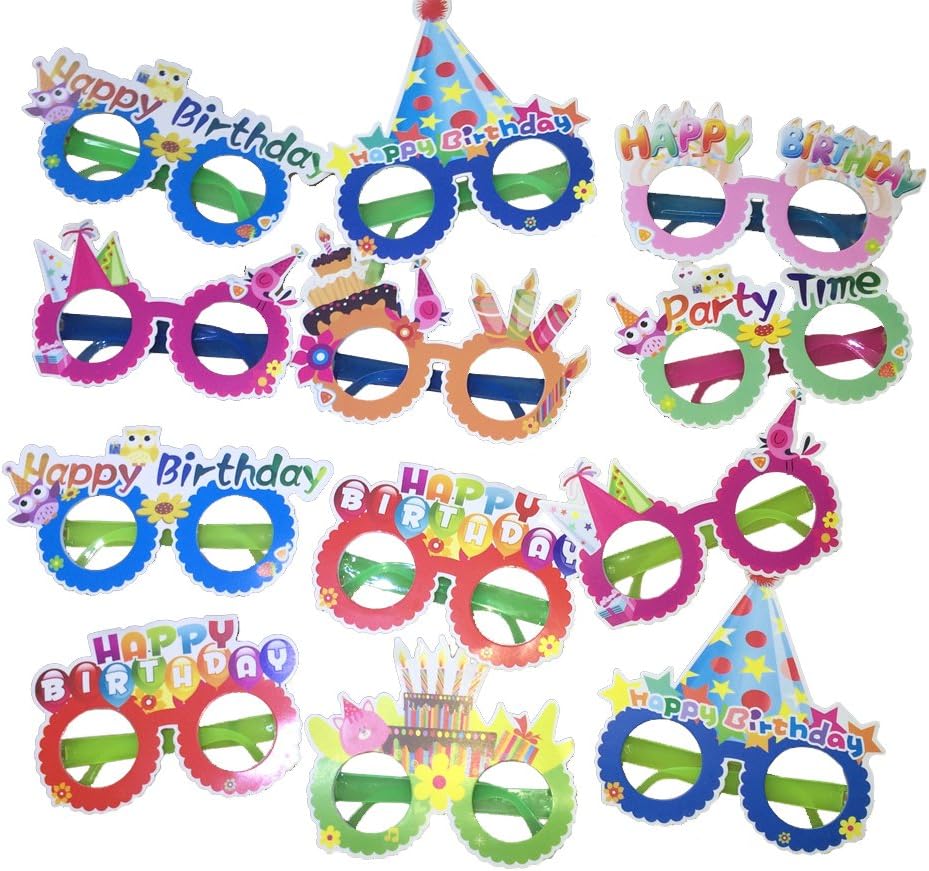 FUNPRT Happy Birthday Glasses Children's Birthday Party Photo Booth Props 12 Pieces