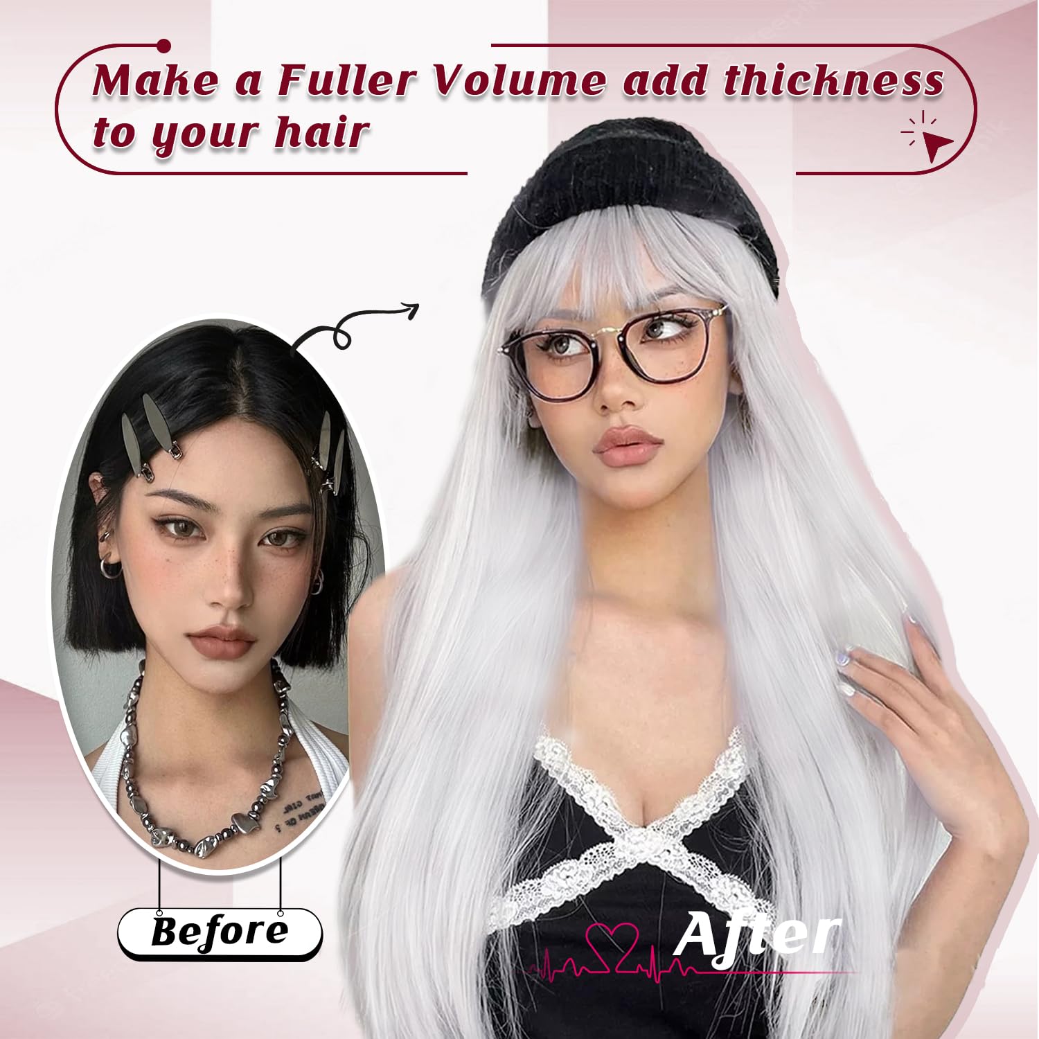 Long Straight Synthetic Wig with Bangs