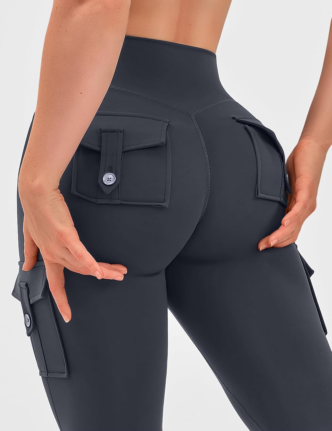 OLCHEE Womens Yoga Pants Flare Leggings with Cargo Pockets Scrunch Butt Lifting High Waist Tummy Control Gym Workout Bootcut - Image 5
