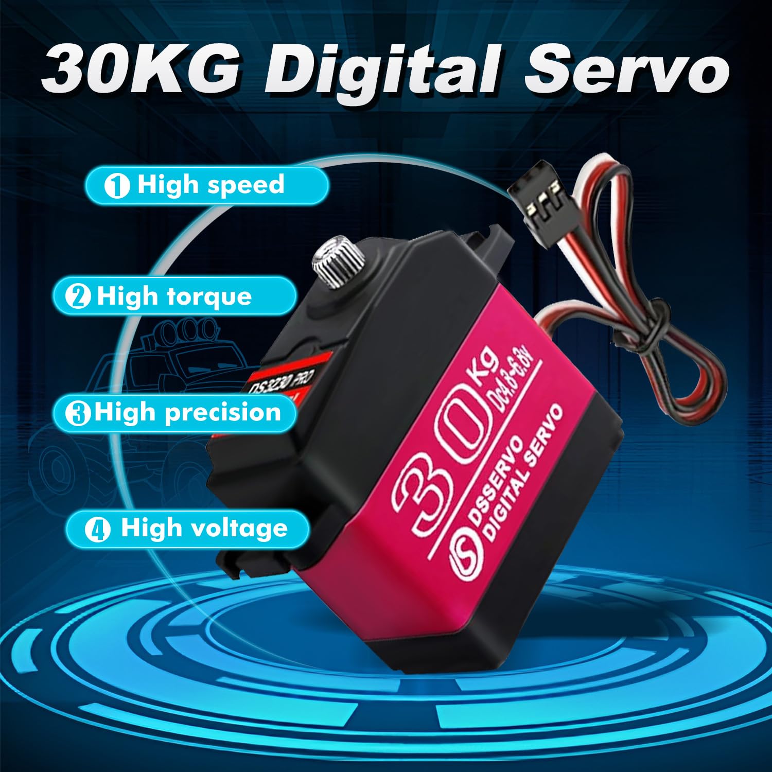 Paquete de 2 servos a control remoto de 30 kg de servo digital de alto par RC para coches RC a escala 1/10 y orugas Slash 4x4 4x4 VXL TRX-4 SCX10 III Everest-10, dirección RC Servo impermeable (2
