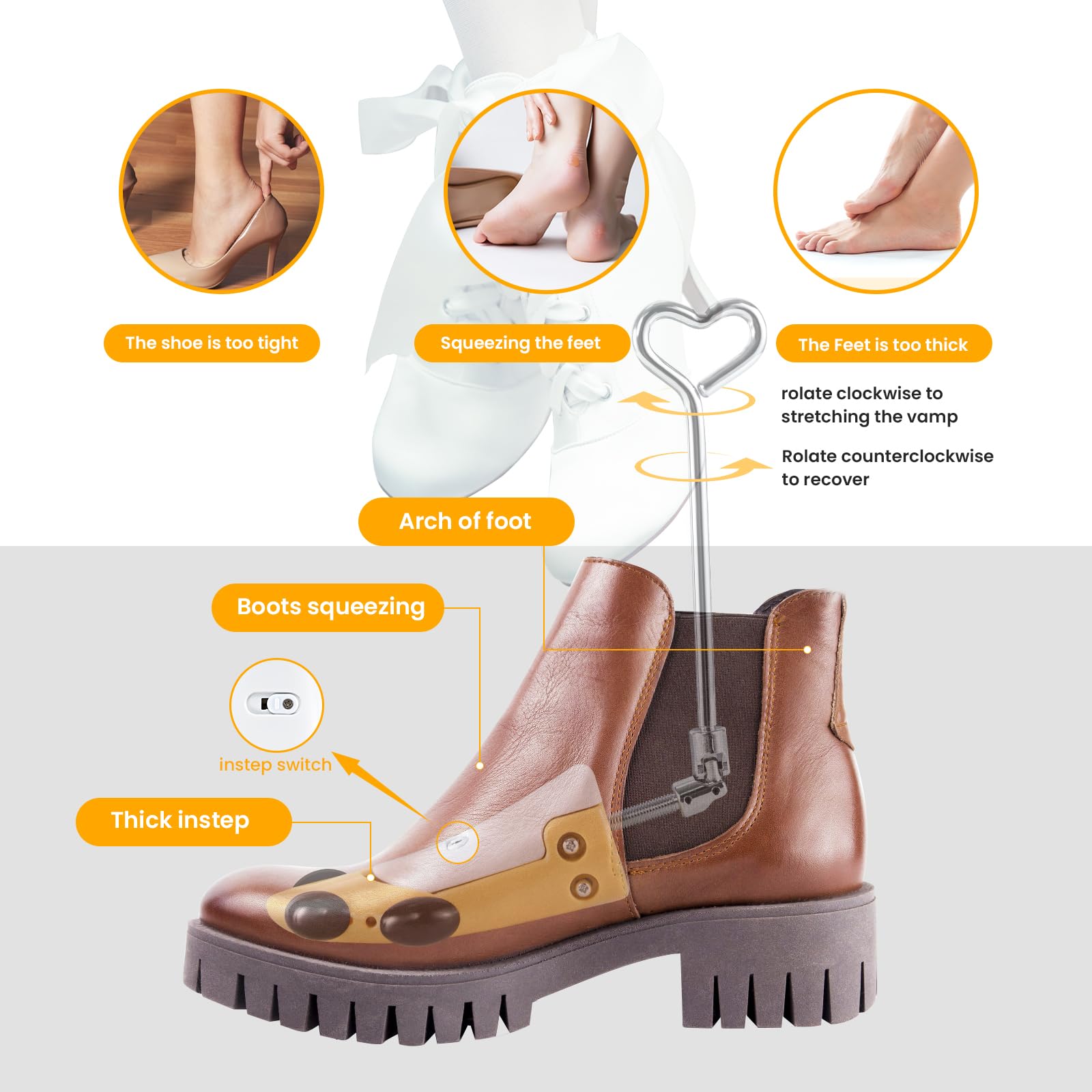 JDPARTS Stiefelspanner für Damen und Herren, Schuhspanner für Stiefel, verstellbar, breite Füße, Schuhspanner Unisex für Damen und Herren