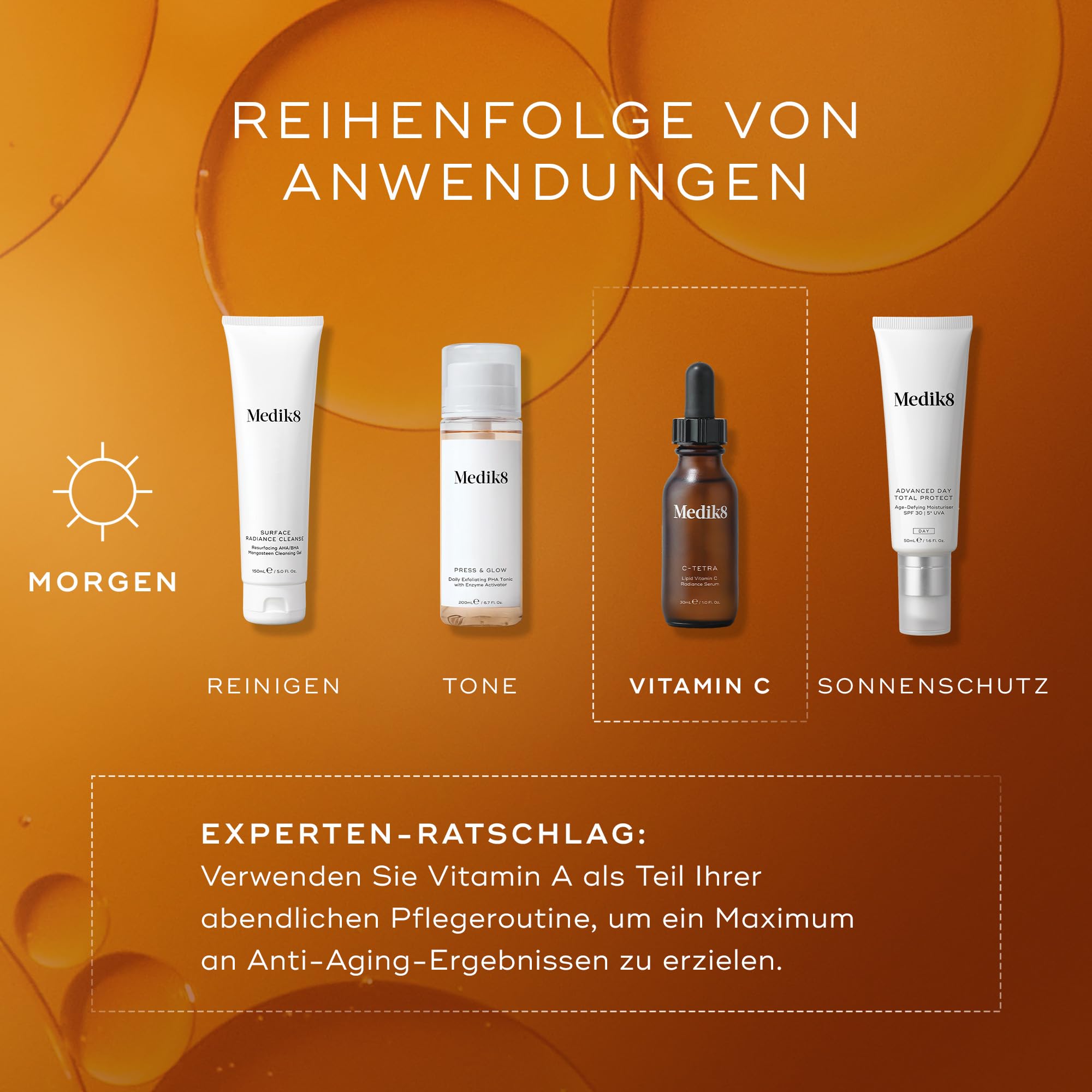 Medik8 C-Tetra - Lipid 7% Vitamin C Radiance Serum - Glättend, aufhellend & pflegend - Perfekt für Vitamin-C- Neulinge oder bei empfindliche Haut - 30ml