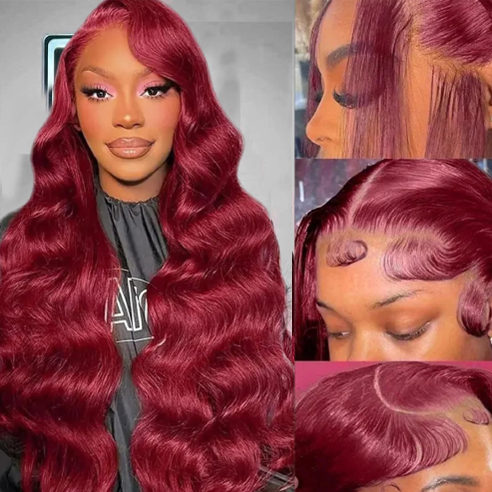 QZOQZO 99j Burgundy Lace Front Wigs Human Hair 13x6 Body Wave Lace Front Wigs Human Hair Pre Plucked Glueless Red Wig Wine Red Lace Front Wigs for