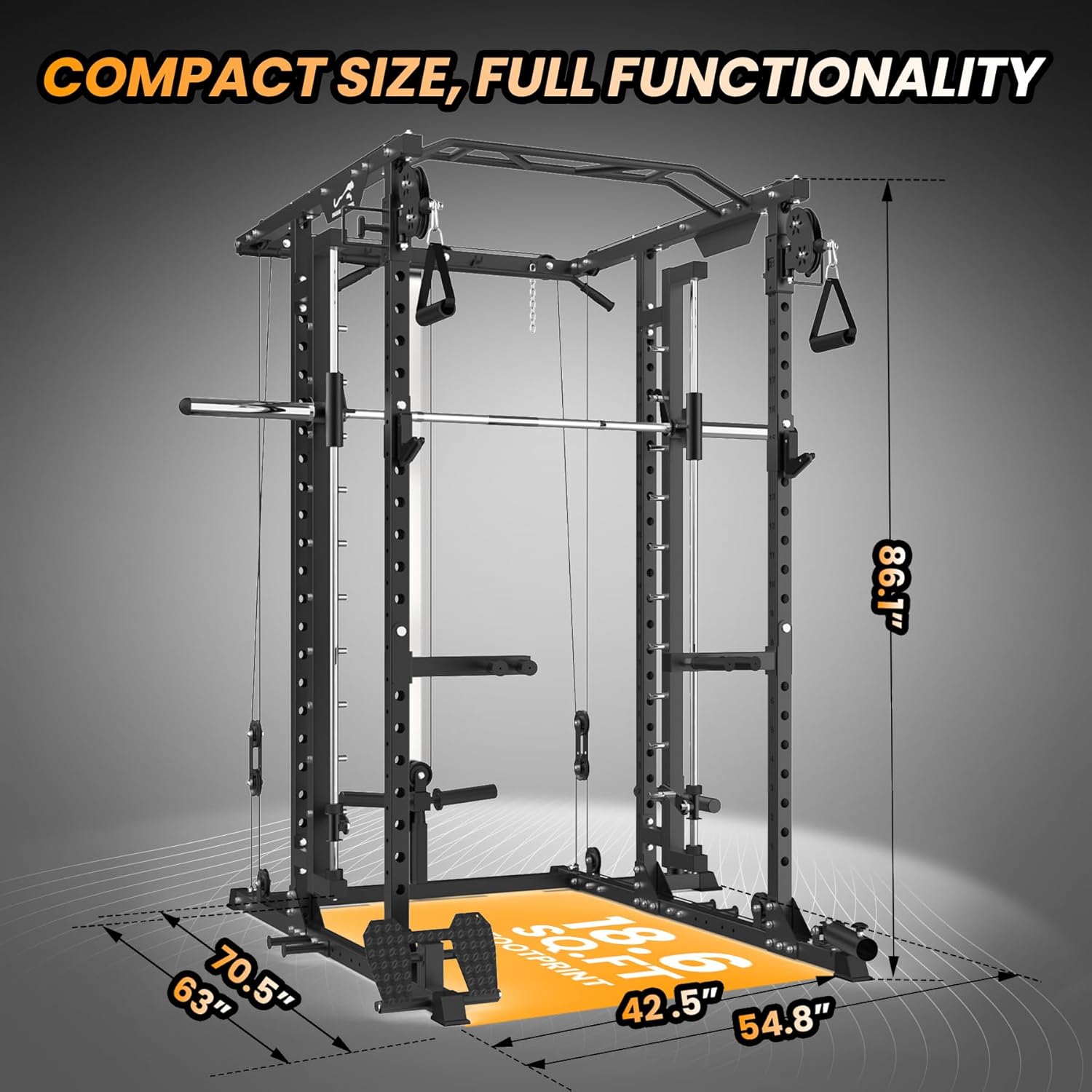 Hipicute Hipicute Power Cage – 2000 Lbs Rack with Cable Crossover & LAT Pull Down System - Image 6