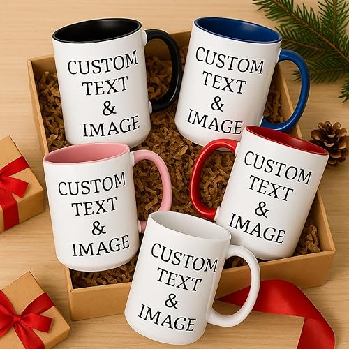 Miniatura 8 de Taza de fotos personalizada con texto personalizado Sube tu imagen con diferentes diseños