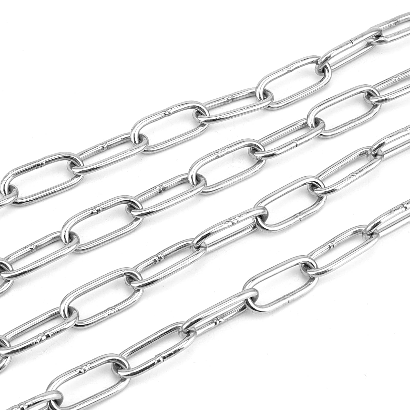 Lot De 2 Chaînes En Inox 304 - 2 M X 3 Mm - Avec 4 Mousquetons - Capacité 80 Kg - Pour Hamac, Suspension, Décoration
