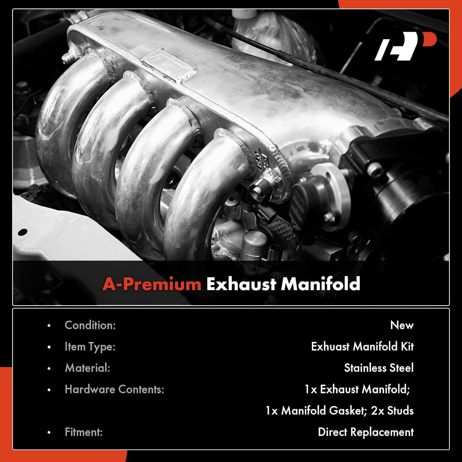 A-Premium Left Engine Exhaust Manifold Kits W/Gasket & Studs & Nuts & Washers - OHV 6Cyl 3.8L 3.9L - Compatible with Ford Vehicles - Mustang 1999-2004, Replace# XR3Z9431BC, XR3Z9431DC