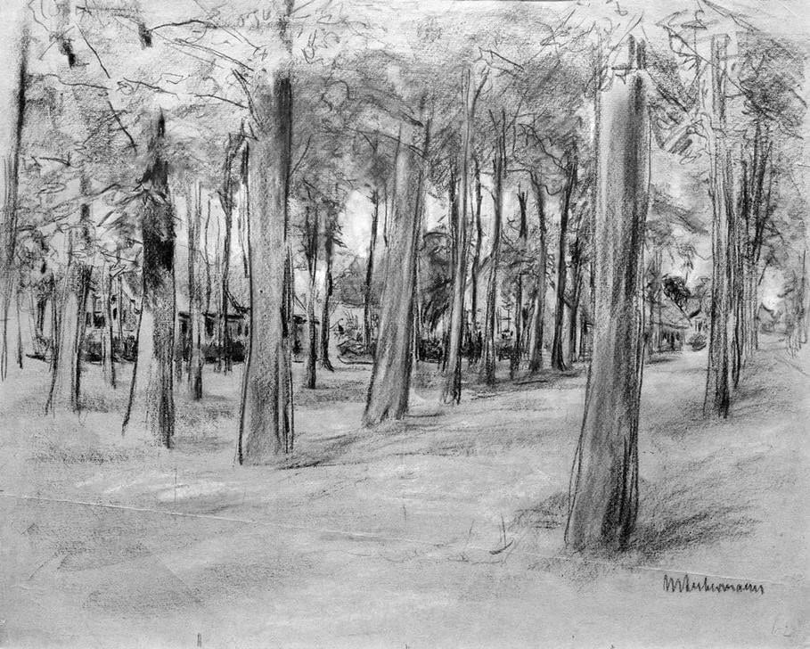 Poster Max Liebermann Maisons derrière les arbres 50x70 cm pour salon