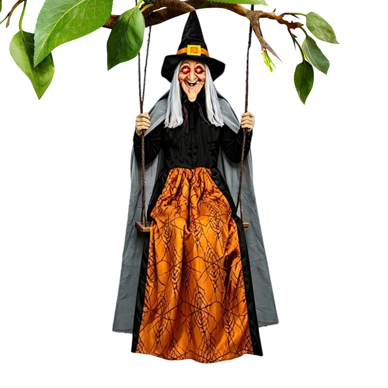 Schwingende Hexe 1,8 Meter Lebensgroße Außenfigur | Halloween-Dekorationen Für Draußen Für Garten Rasenfläche Hof Kamin Kaminmantel Wohnbereich Party und