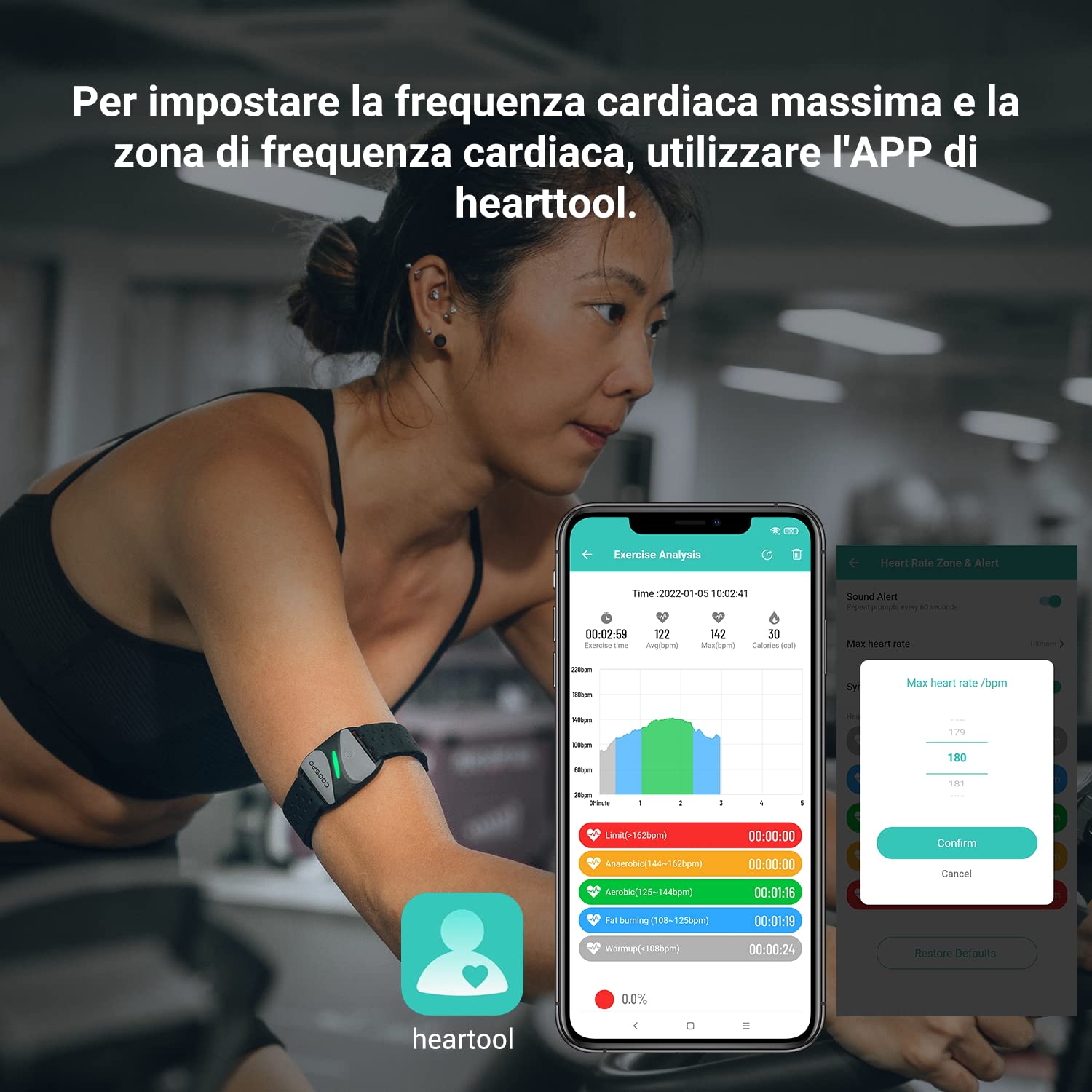 CooSpo HW807 Pulsometr Bluetooth Ant+, trening funkcji HRV ze strefą tętna, kompatybilny z aplikacją CoospoRide/Strava/Adidas Run/Kinomap/Peloton
