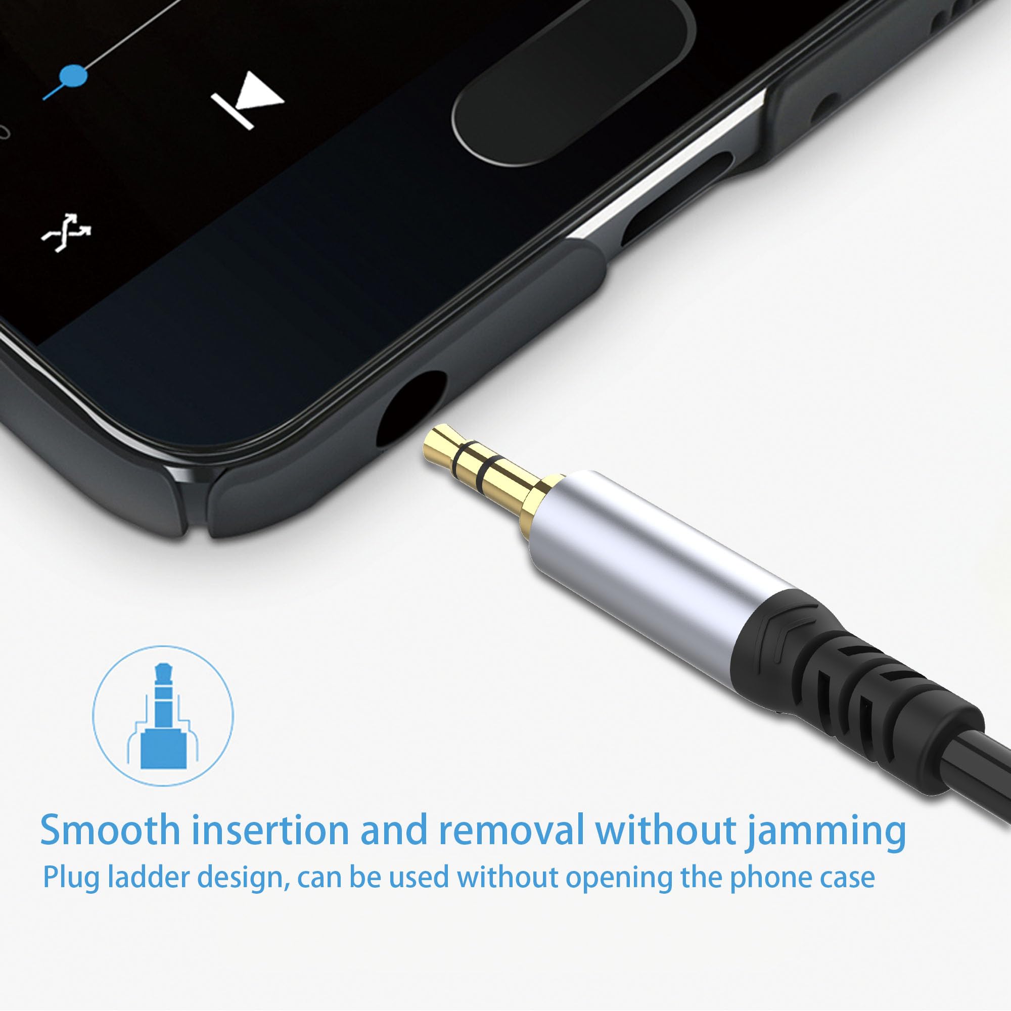 Câble d'extension de casque (1 m), câble d'extension audio jack auxiliaire 3,5 mm mâle vers femelle, plaqué or 24 carats, cordon d'extension auxiliaire pour casque, iPhone, iPad, smartphones
