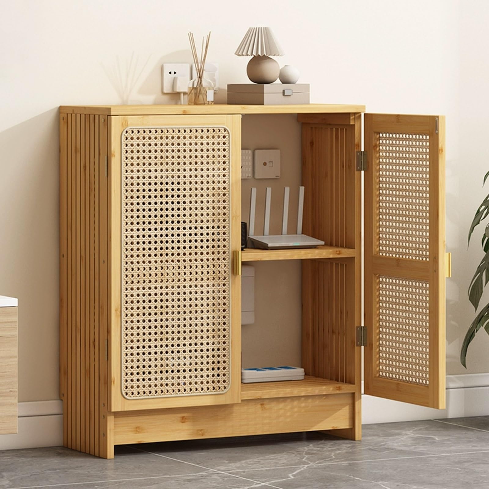 Étagère de routeur avec Porte d'armoire, Rangement de routeur WiFi en Bois, pour la Maison, la Chambre à Coucher, Le Salon, Peut être utilisée pour Couvrir Les boîtiers électriques