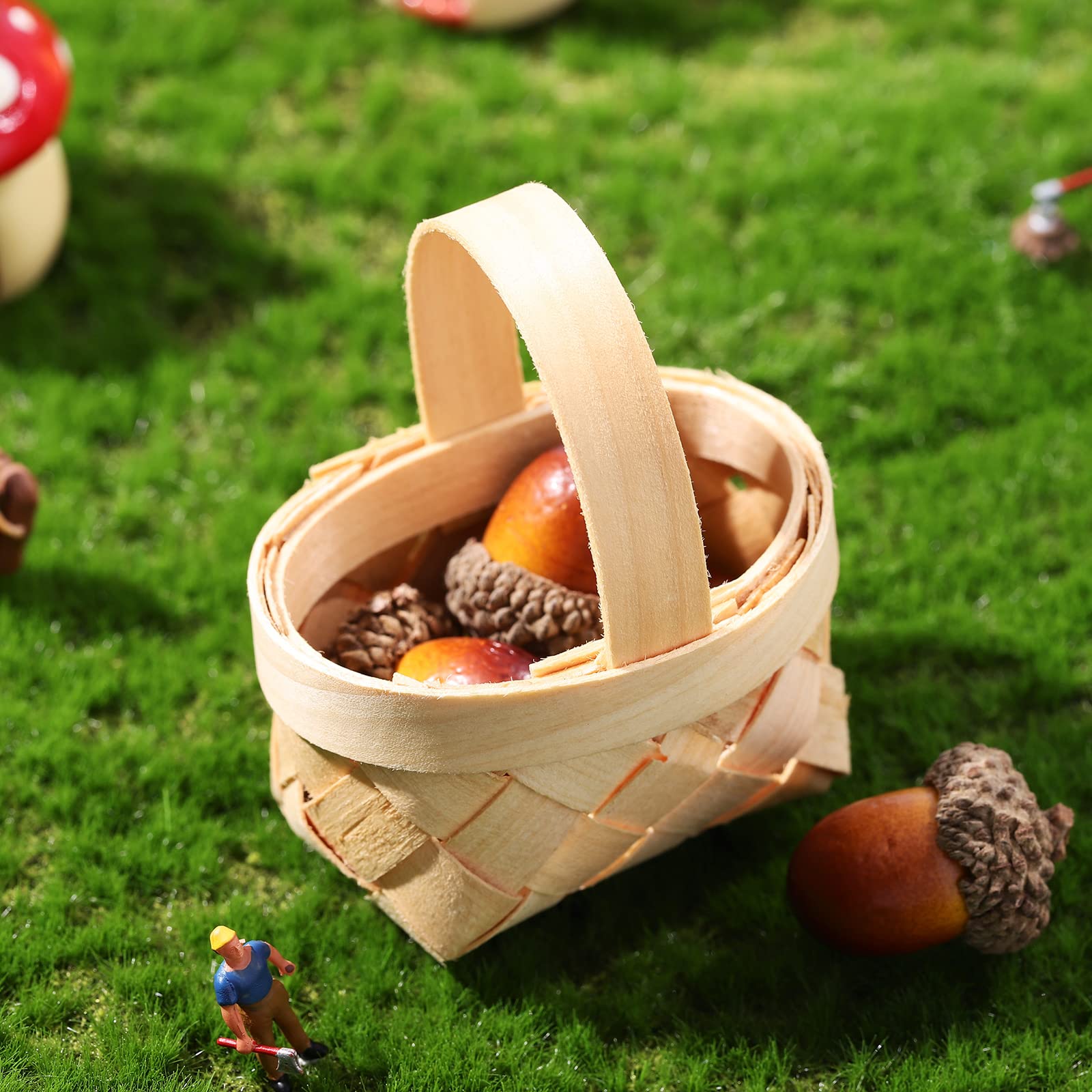 HEALLILY 12 mini cestini decorativi intrecciati a mano in legno rettangolare per stoccaggio e decorazione