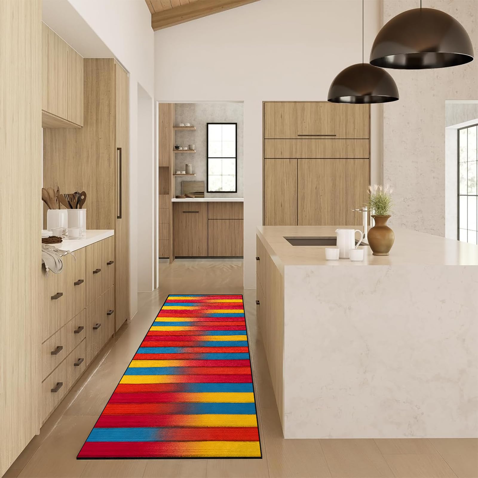 Teppich Läufer Flur Modern, Teppich Waschbar rutschfest, Wohnzimmer Teppich, Für Wohnzimmer, Flur, Küche, 80x300CM