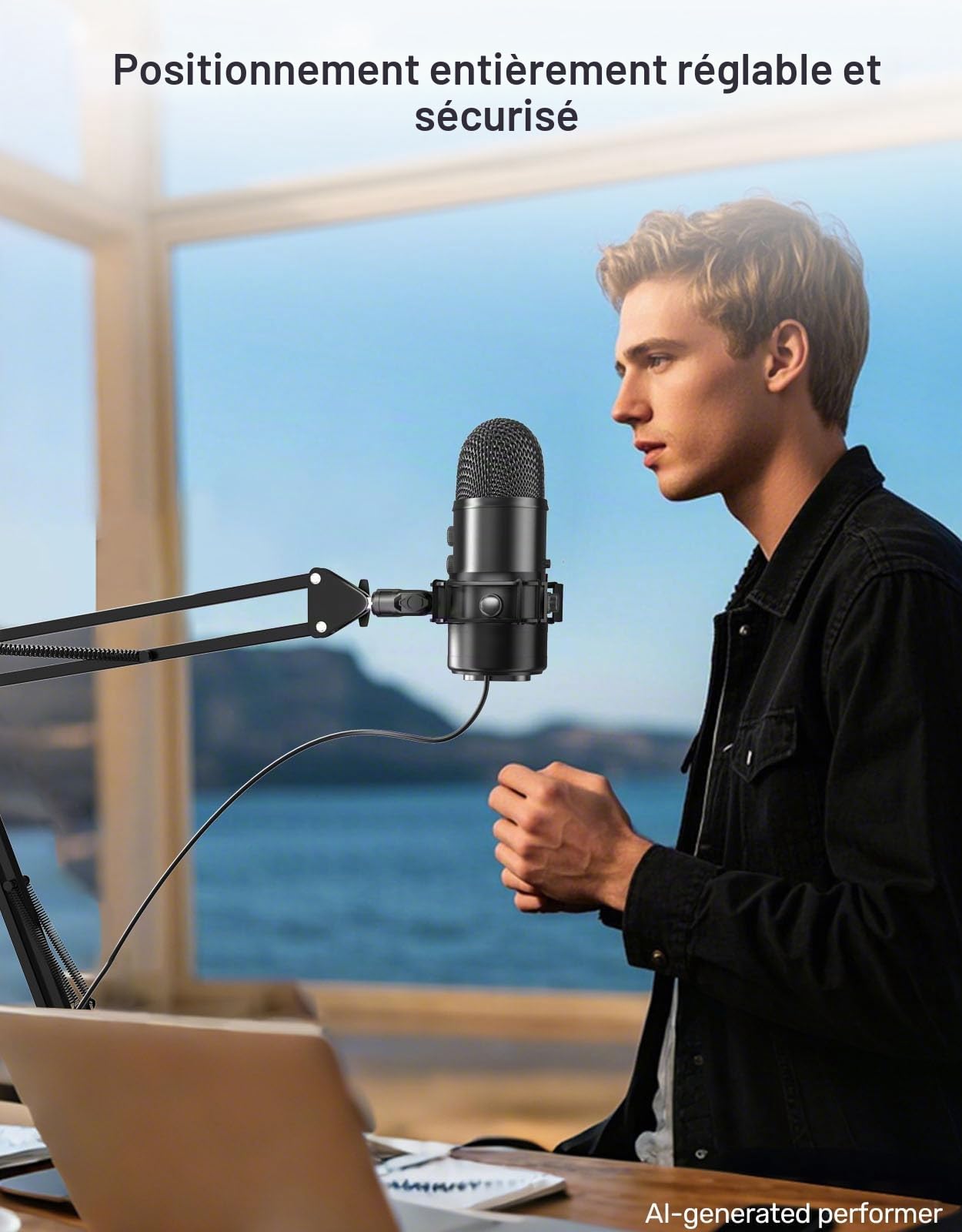 [Conçu sur mesure pour Blue Yeti Shock Mount avec filtre anti-pop], support élastique de suspension anti-vibration avec adaptateur à vis compatible avec microphone Yeti