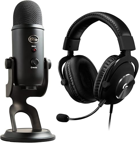 Logitech G PRO X Audífonos para videojuegos (2 generación) con micrófono Blue Yeti USB Mic para grabación y transmisión en PC y Mac