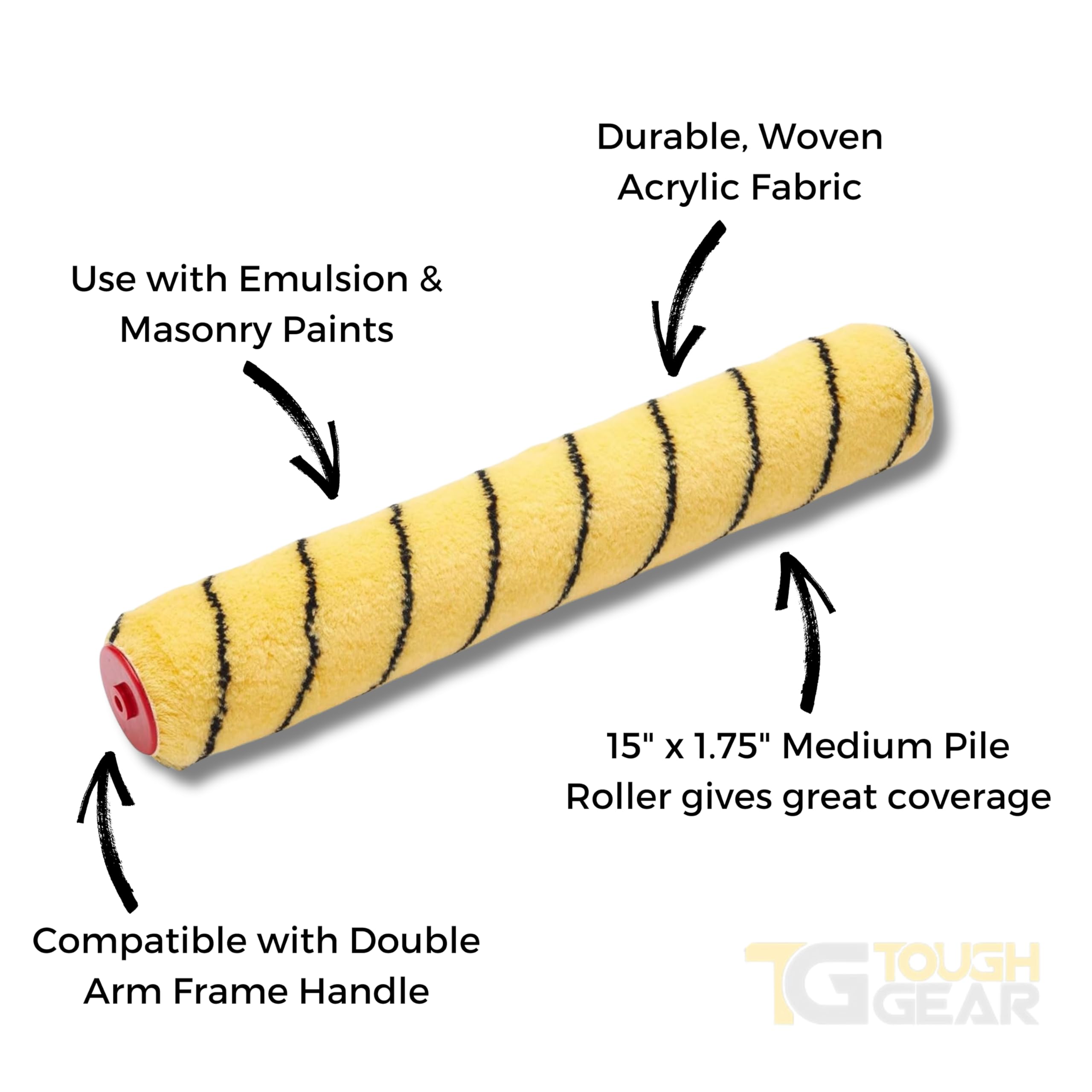 Rodillo acrílico de pelo mediano de 15 pulgadas + marco de doble brazo + poste de extensión/cubo de pintura para pintores DIY para mejorar el hogar