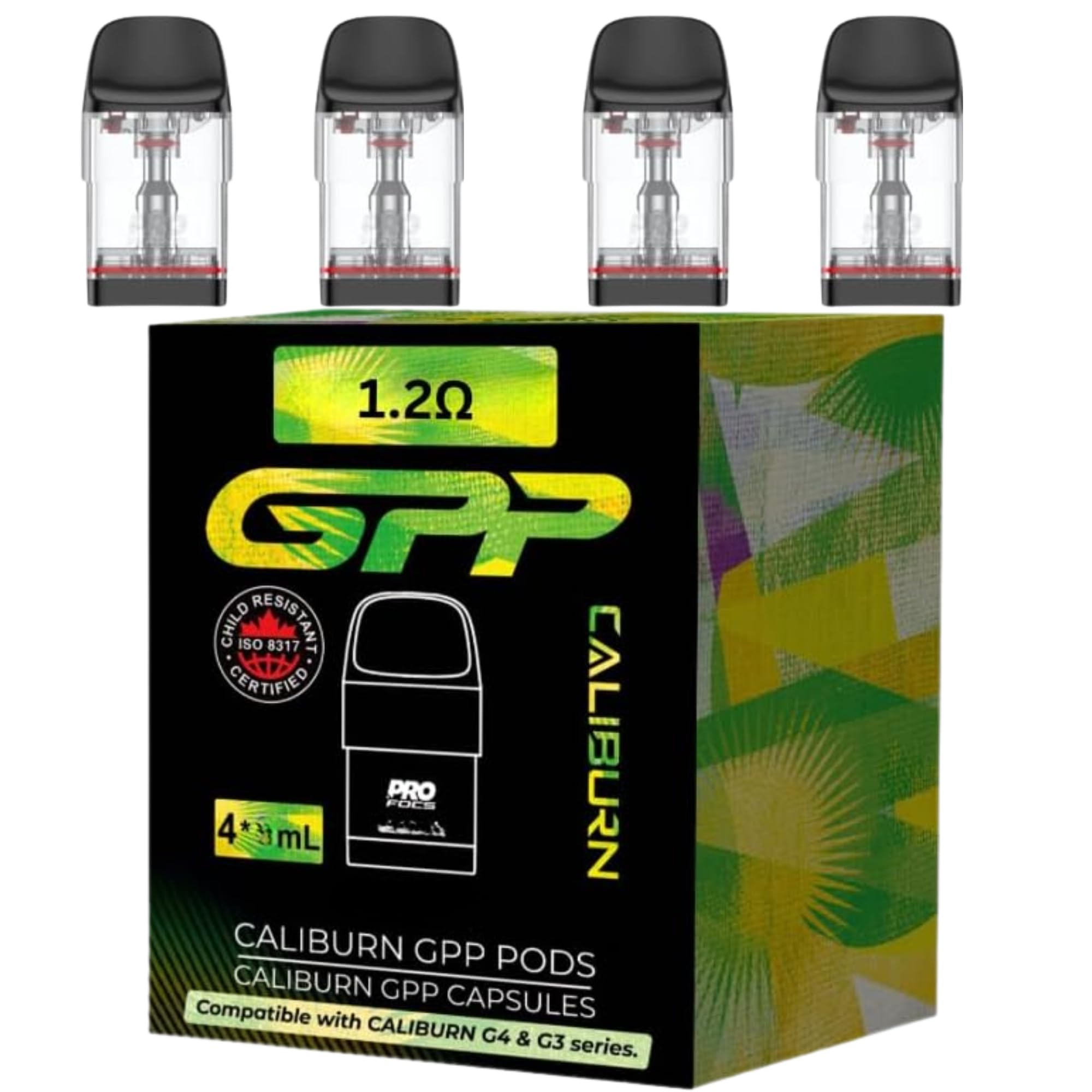 Caliburn GPP G3 G4 Pods 1.2 Ohm Pro Lite KOKO Replacement XLml Cartridges Vape Kit Pods Anti Leak Pods 4 Pack of 4 No Nicotine (GPP Pods 1.2)