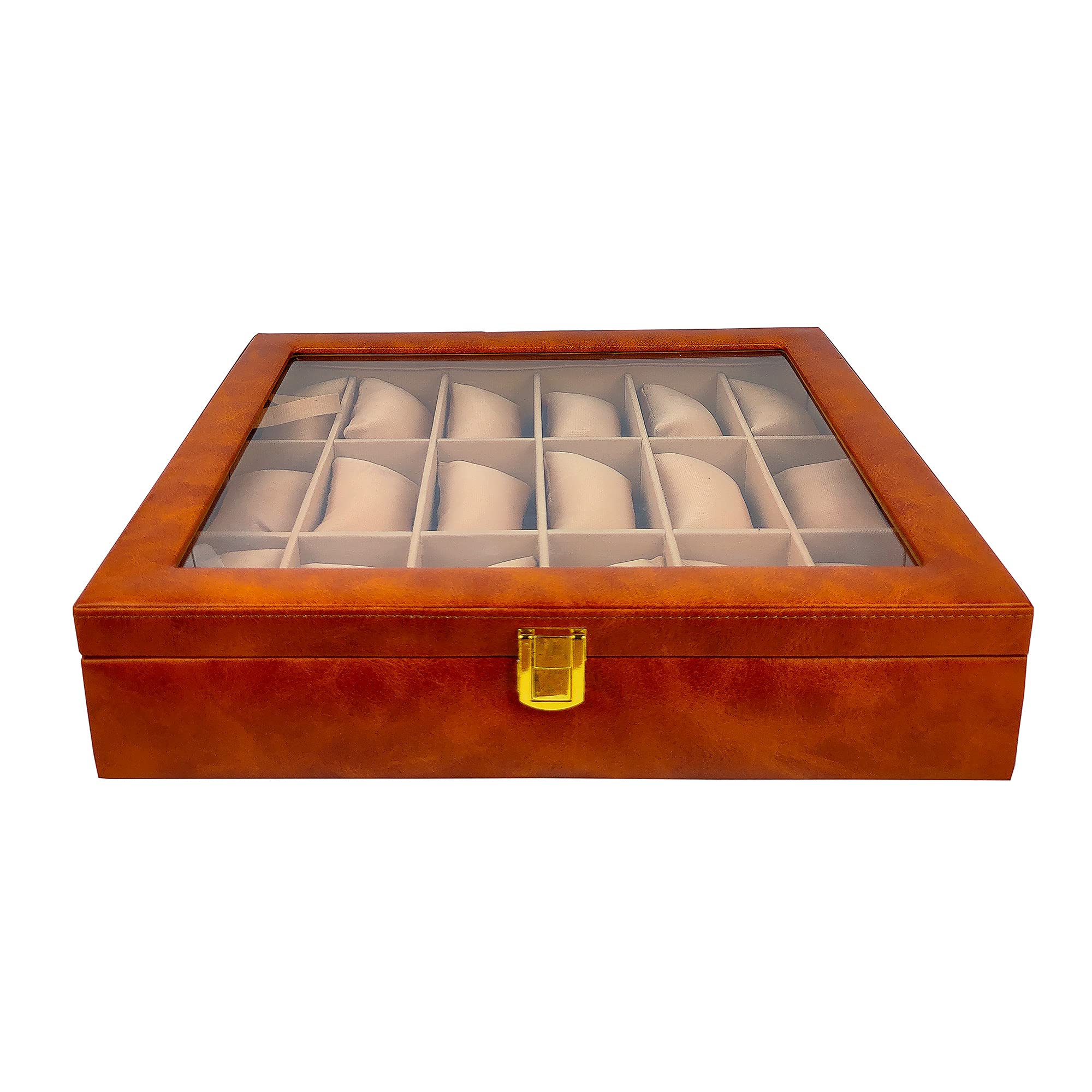 Jhola Basta Men and Women Display Watch Box/Watch Case/Watch Organizer for 18 Watches ( Tan ) (B09DYM7QV1) Amazon Price History, Amazon Price Tracker
