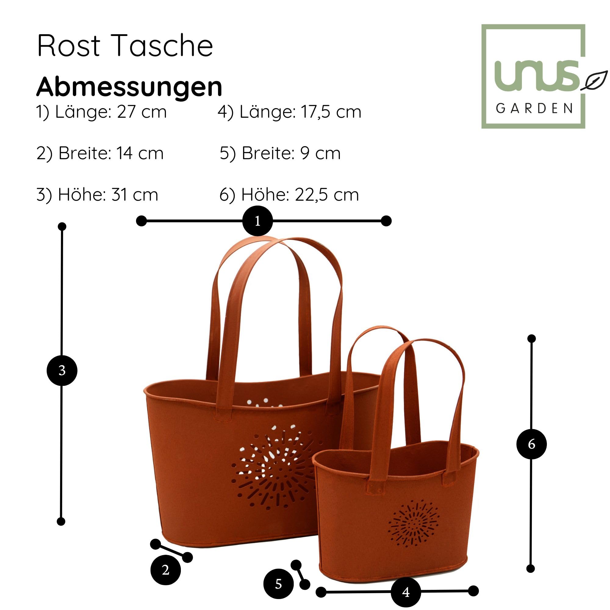 Set 3 Decorazioni Da Giardino Riccio In Metallo Effetto Ruggine - Per Aiuole, Vasi E Terrazzi | Resistente Alle Intemperie - Foto 8