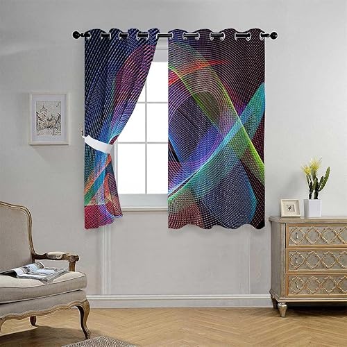Cortinas opacas extralargas, coloridas e modernas, abstractas, para puerta, cortinas para Ventanas de Cuarto de 55 pulgadas de ancho por 55 pulgadas