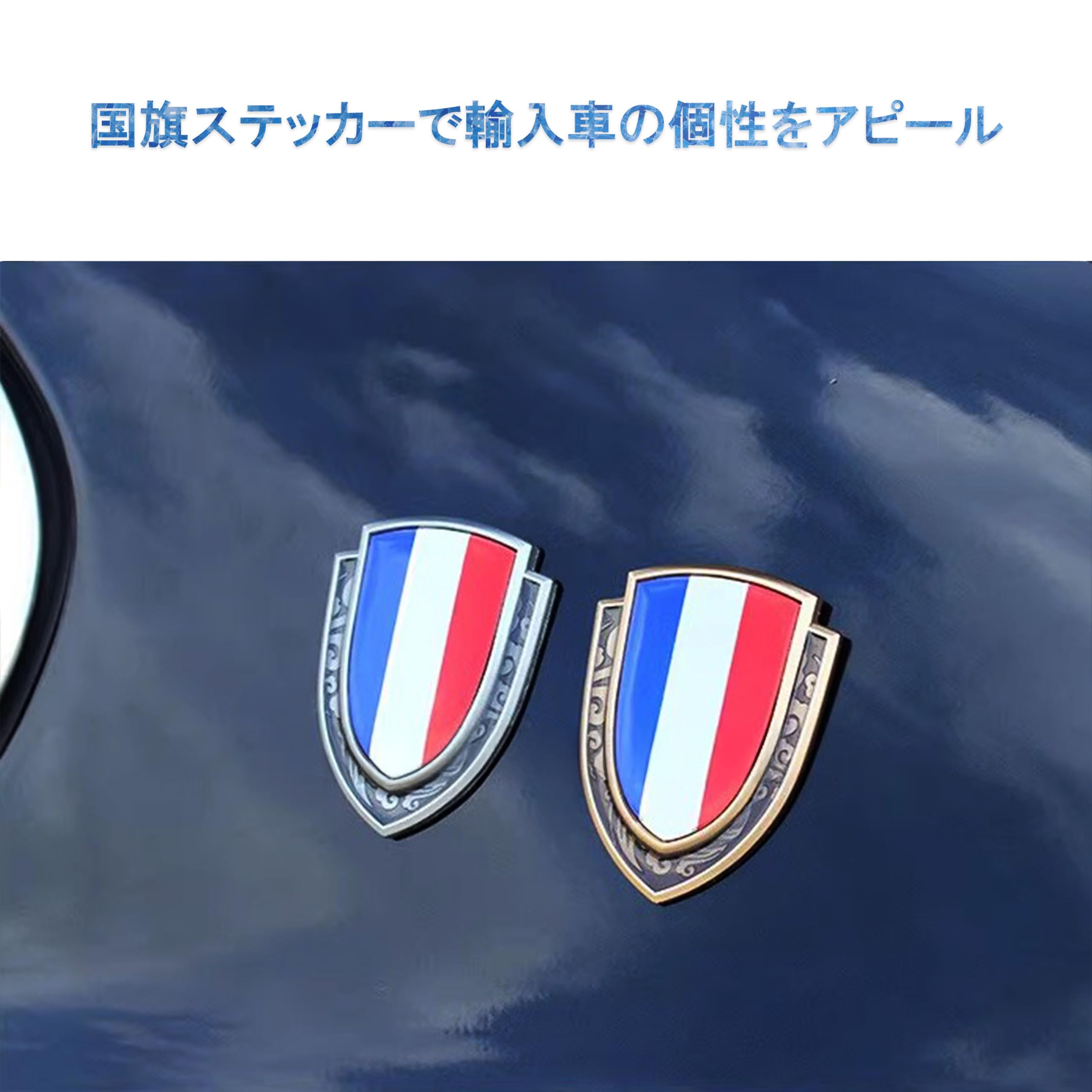 Amazon.co.jp: 金属 フランス国旗ステッカー シール デカール 