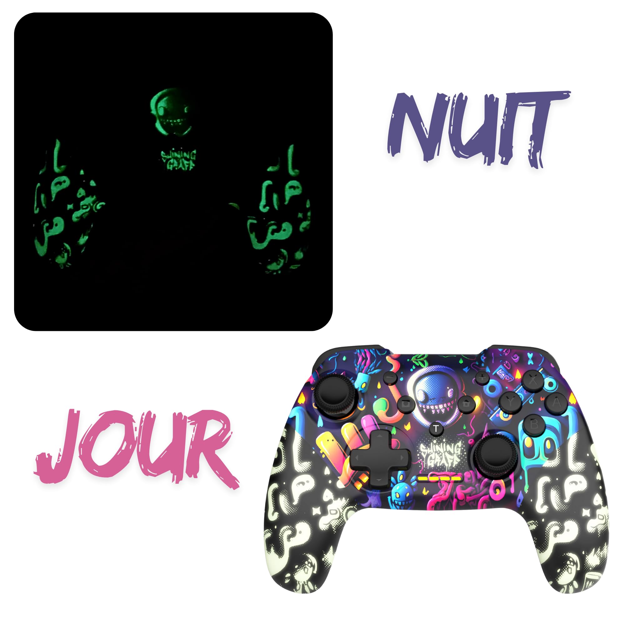 Freaks And Geeks - SWITCH & PC Wireless Bluetooth Controller - Shining Graff - Phosphorescent