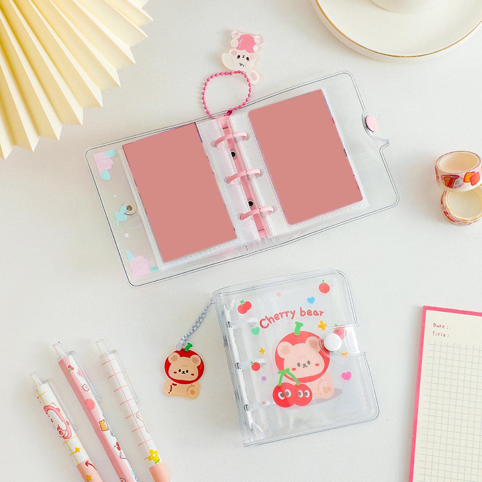 Juego de 10 bonitos álbumes de fotos, 10 bolsillos, soporte para identificación con colgante para tarjetas de fotos, color blanco