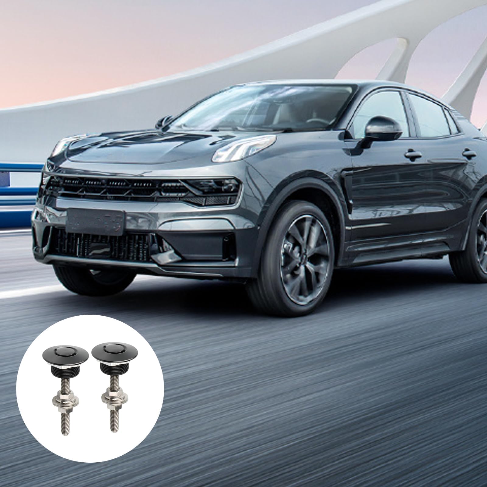 Lot de 2 vis à dégagement rapide - Fermeture rapide - En aluminium - En alliage d'aluminium - Pour capot de moteur - Bouton pression - Clip de pare-chocs