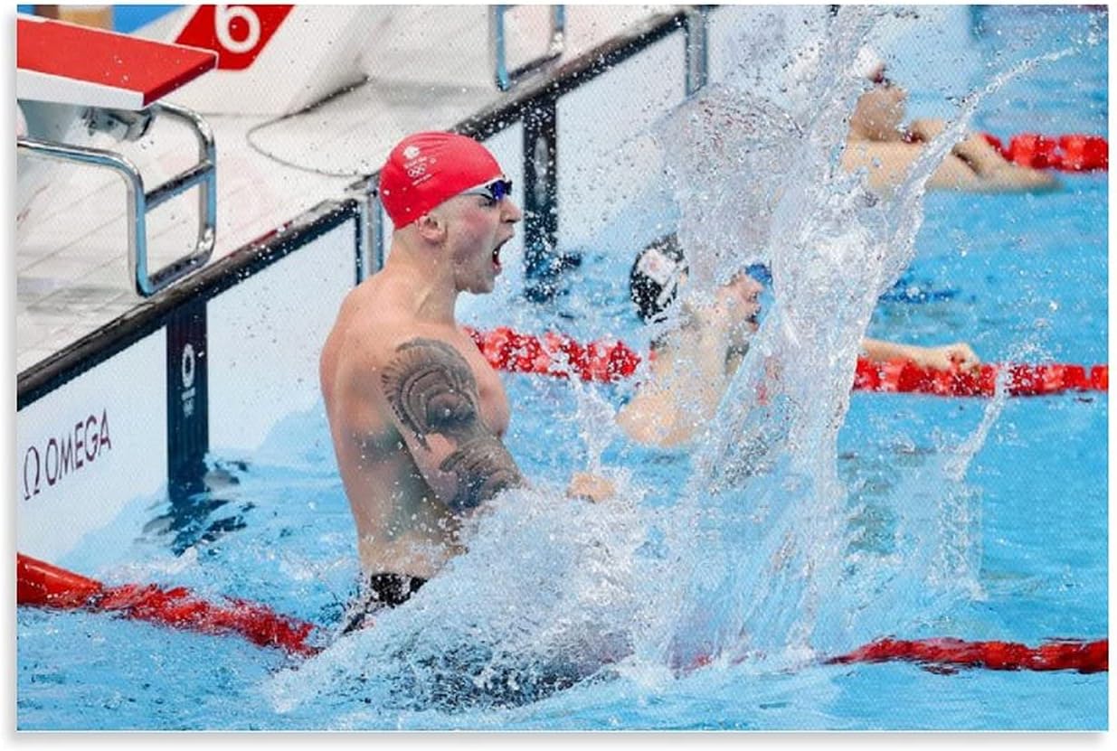 FSJD Commonwealth Games Medallists in Swimming Adam Peaty Poster Poster Decorative Painting Canvas Wall Art Living Room Posters Bedroom Painting 16x24inch(40x60cm)