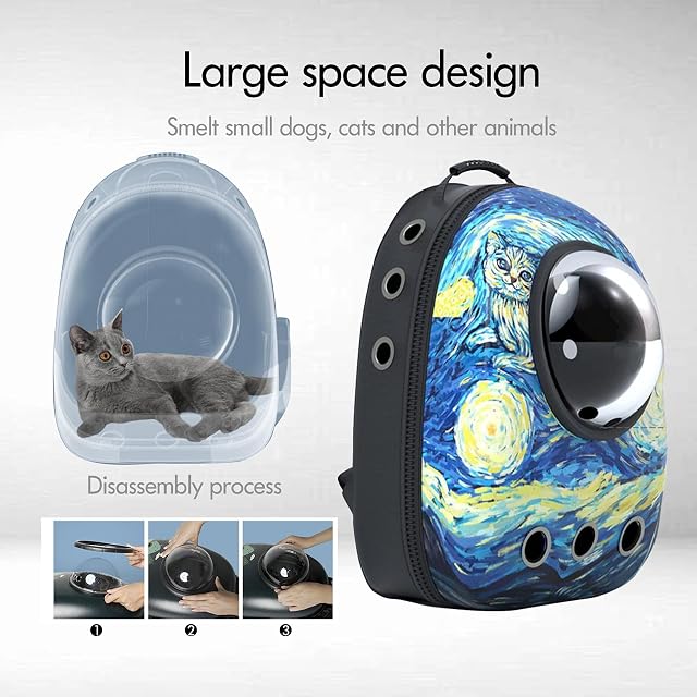 Foto 6 de 7 de PETCUTE Mochila para Transporte de Mascotas,Transpirable Mochila Transportín Perro con Correa de Hombro…