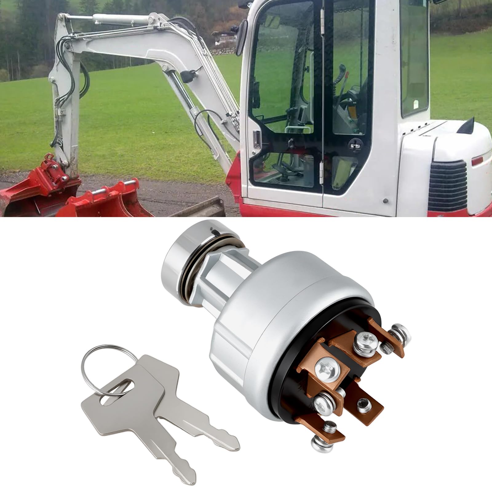 ECSiNG 6-poliger Zündschalter mit 2 Schlüsseln Kompatibel mit Takeuchi-Baggern TB125 TB135 TB145 TB175 TB228 TB235 TB250 Ersetzt 1700100023 1700100052