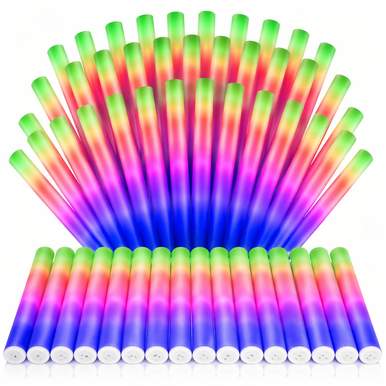 The Glowhouse Foam Glow Sticks Giant LED 18 Inch Multicolour – Bright Flashing Light Up Batons with 3 Modes – Party, Festival, Wedding, Birthday & Concert Bulk Pack UK (20 Pack)