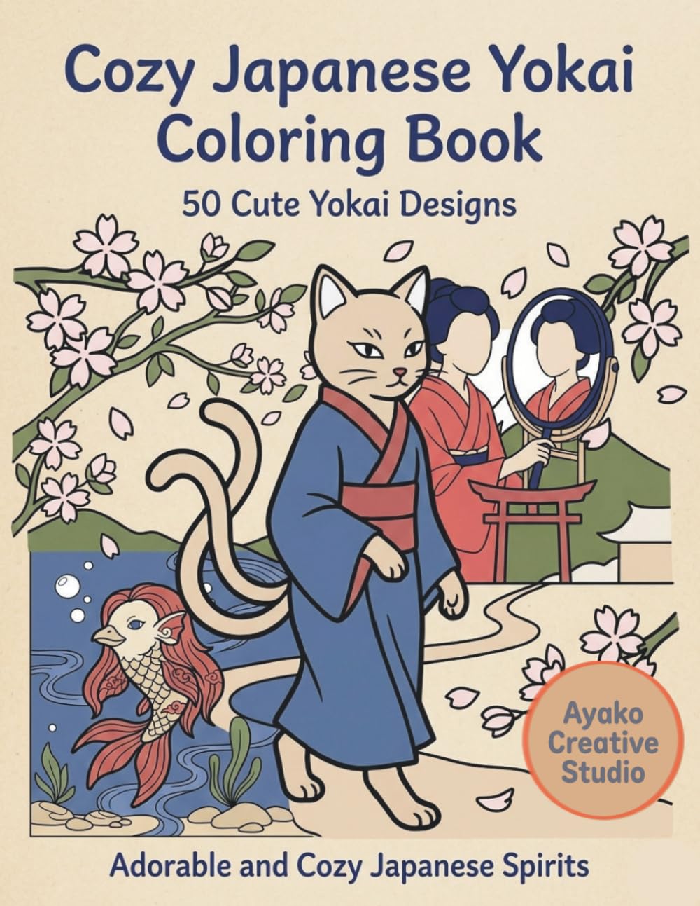 Cozy Japanese Yokai Coloring Book: Cute and Kawaii Japanese Spirits in Relaxing Daily Life Scenes for Adults
