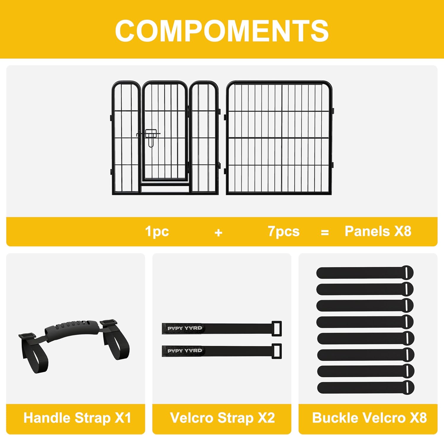 Dog Playpen for Indoor, Outdoor,Yard, RV Camping, 24 inch 8 Panels Dog Play Pen, Heavy Duty Metal Dog Gate, Anti-Rust Coating Dog Fence Exercise Pen for Puppy and Small Dogs